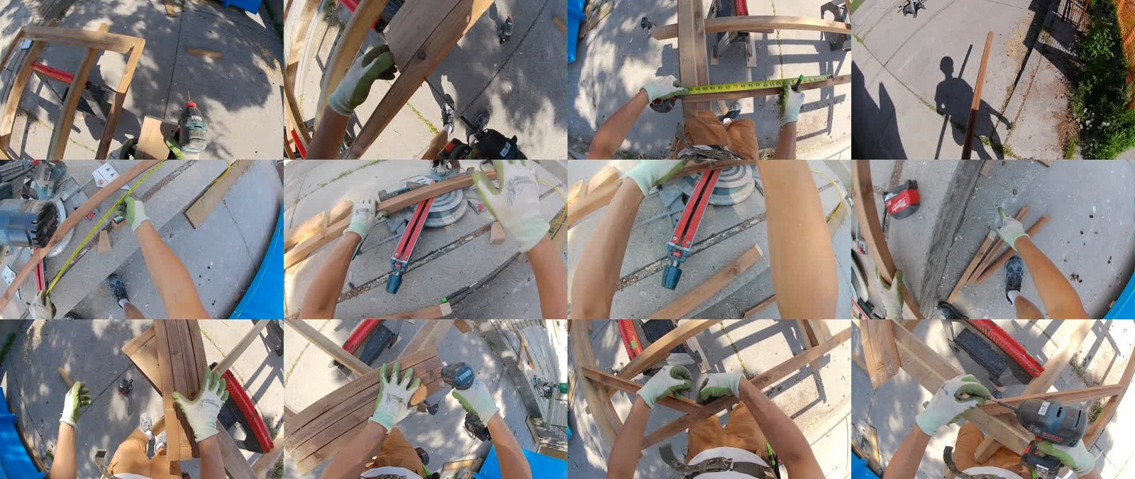 Frames from one 5-minute session of the build, evenly sampled